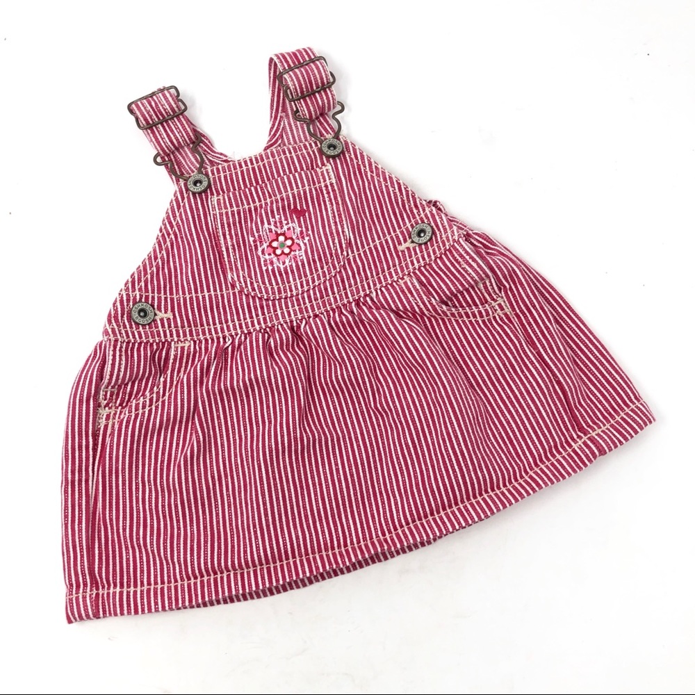 Oshkosh B’Gosh Hot Pink Stripe Overall Bib Dress